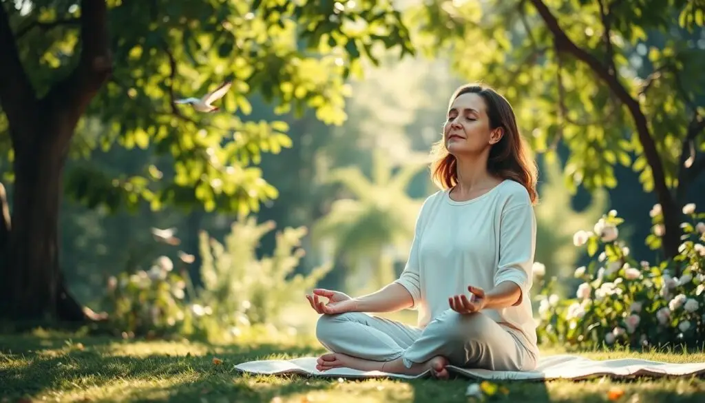 woman practicing mindful meditation
