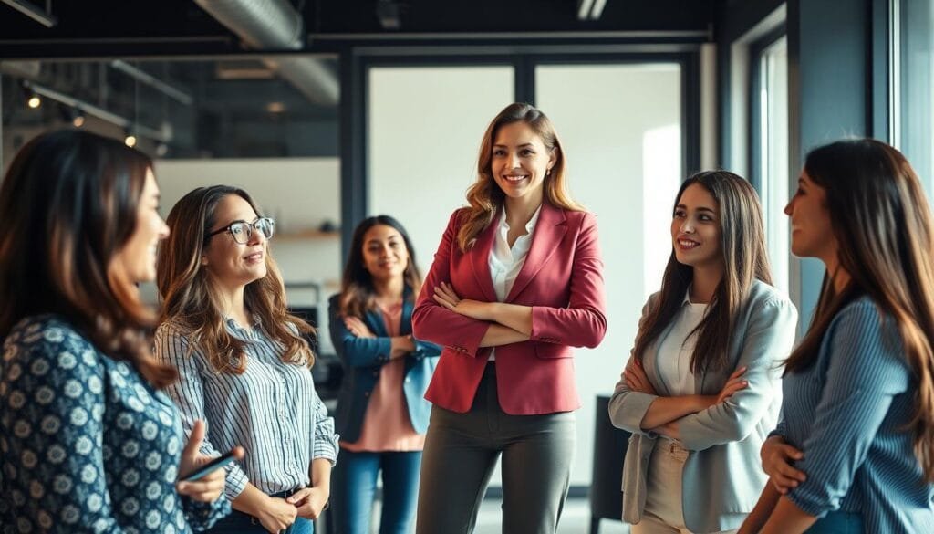 Woman leader communicating assertively