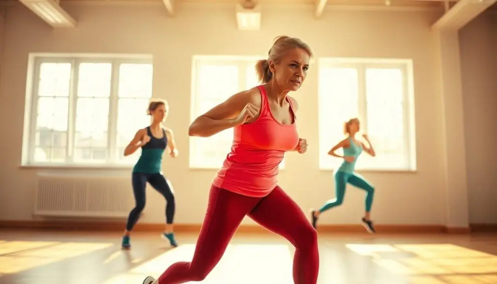 woman doing HIIT effective workouts for midlife